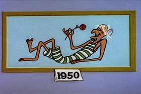 Screenshots from the 1959 Walter Lantz cartoon Log Jammed