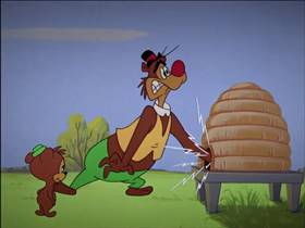 Screenshots from the 1959 Walter Lantz cartoon Bee Bopped