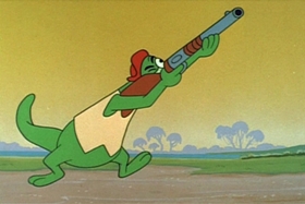 Screenshots from the 1959 Walter Lantz cartoon Romp in a Swamp