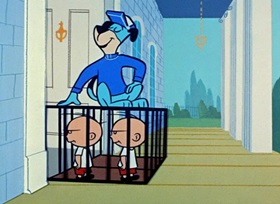 Screenshots from the 1959 Hanna-Barbera cartoon Hookey Daze