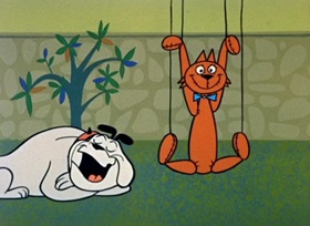 Screenshots from the 1959 Hanna-Barbera cartoon Puppet Pals
