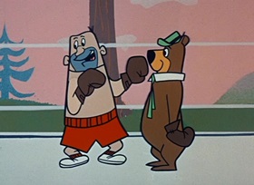 Screenshots from the 1959 Hanna-Barbera cartoon Prize Fight Fright