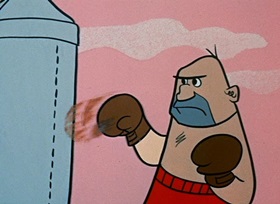 Screenshots from the 1959 Hanna-Barbera cartoon Prize Fight Fright