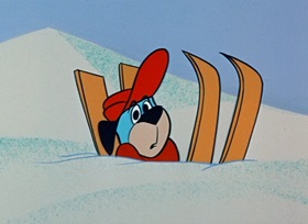 Screenshots from the 1959 Hanna-Barbera cartoon Ski Champ Chump