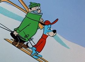 Screenshots from the 1959 Hanna-Barbera cartoon Ski Champ Chump