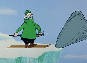 Screenshots from the 1959 Hanna-Barbera cartoon Ski Champ Chump