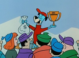 Screenshots from the 1959 Hanna-Barbera cartoon Ski Champ Chump