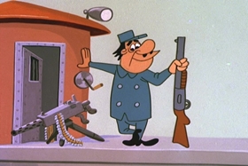 Screenshots from the 1960 Walter Lantz cartoon Pistol-Packin