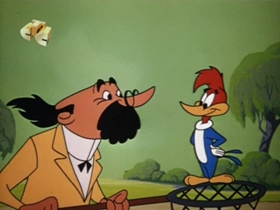 Screenshots from the 1960 Walter Lantz cartoon How To Stuff a Woodpecker