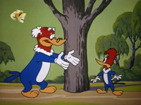 Screenshots from the 1960 Walter Lantz cartoon How To Stuff a Woodpecker