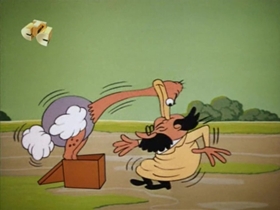 Screenshots from the 1960 Walter Lantz cartoon How To Stuff a Woodpecker