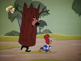 Screenshots from the 1960 Walter Lantz cartoon How To Stuff a Woodpecker