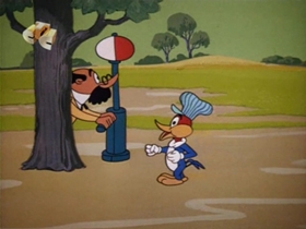 Screenshots from the 1960 Walter Lantz cartoon How To Stuff a Woodpecker