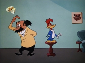 Screenshots from the 1960 Walter Lantz cartoon How To Stuff a Woodpecker
