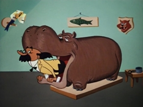 Screenshots from the 1960 Walter Lantz cartoon How To Stuff a Woodpecker