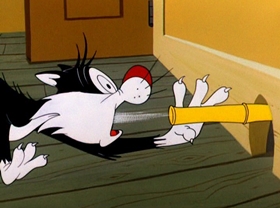 Screenshots from the 1960 Warner Bros. cartoon Goldimouse and the Three Cats