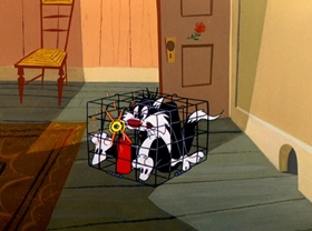 Screenshots from the 1960 Warner Bros. cartoon Goldimouse and the Three Cats