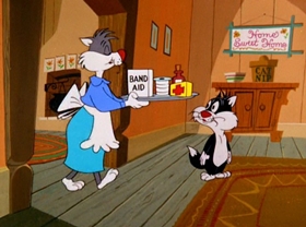Screenshots from the 1960 Warner Bros. cartoon Goldimouse and the Three Cats