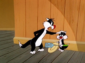 Screenshots from the 1960 Warner Bros. cartoon Goldimouse and the Three Cats
