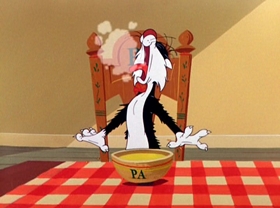 Screenshots from the 1960 Warner Bros. cartoon Goldimouse and the Three Cats