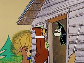 Screenshots from the 1960 Hanna-Barbera cartoon Bewitched Bear