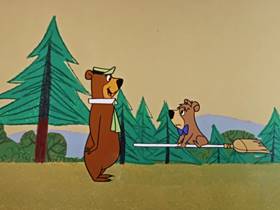 Screenshots from the 1960 Hanna-Barbera cartoon Bewitched Bear