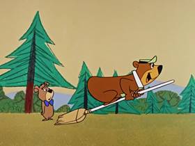 Screenshots from the 1960 Hanna-Barbera cartoon Bewitched Bear