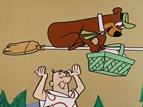 Screenshots from the 1960 Hanna-Barbera cartoon Bewitched Bear