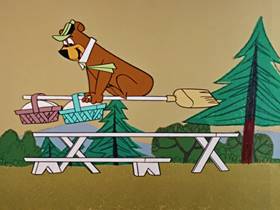 Screenshots from the 1960 Hanna-Barbera cartoon Bewitched Bear