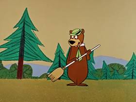 Screenshots from the 1960 Hanna-Barbera cartoon Bewitched Bear