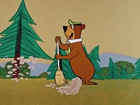 Screenshots from the 1960 Hanna-Barbera cartoon Bewitched Bear