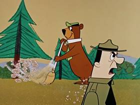 Screenshots from the 1960 Hanna-Barbera cartoon Bewitched Bear