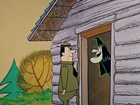 Screenshots from the 1960 Hanna-Barbera cartoon Bewitched Bear