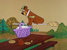 Screenshots from the 1960 Hanna-Barbera cartoon Bewitched Bear