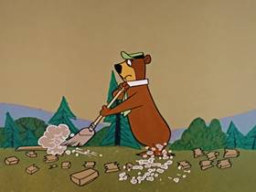 Screenshots from the 1960 Hanna-Barbera cartoon Bewitched Bear