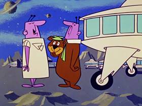 Screenshots from the 1960 Hanna-Barbera cartoon Space Bear