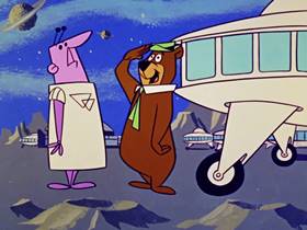 Screenshots from the 1960 Hanna-Barbera cartoon Space Bear
