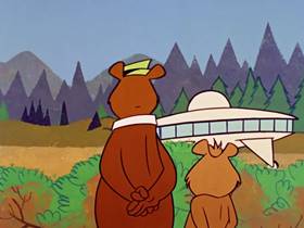Screenshots from the 1960 Hanna-Barbera cartoon Space Bear