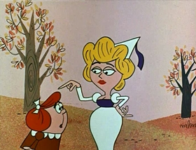 Screenshots from the 1961 Jay Ward Productions cartoon Felicia and the Pot of Pinks