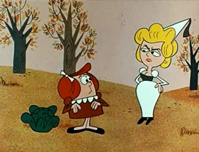 Screenshots from the 1961 Jay Ward Productions cartoon Felicia and the Pot of Pinks