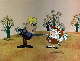 Screenshots from the 1961 Jay Ward Productions cartoon Felicia and the Pot of Pinks