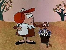 Screenshots from the 1961 Jay Ward Productions cartoon Felicia and the Pot of Pinks