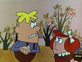 Screenshots from the 1961 Jay Ward Productions cartoon Felicia and the Pot of Pinks