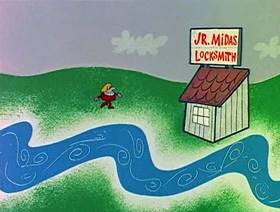 Screenshots from the 1961 Jay Ward Productions cartoon Son of King Midas