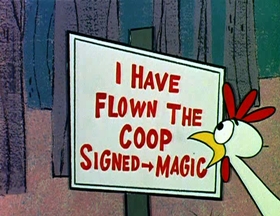 Screenshots from the 1961 Jay Ward Productions cartoon The Magic Chicken