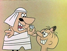 Screenshots from the 1961 Jay Ward Productions cartoon Alladin and His Magic Lamp