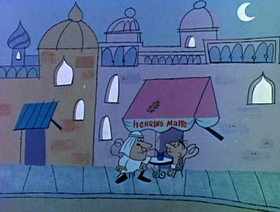 Screenshots from the 1961 Jay Ward Productions cartoon Alladin and His Magic Lamp