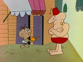 Screenshots from the 1961 Jay Ward Productions cartoon Alladin and His Magic Lamp