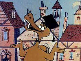 Screenshots from the 1961 Jay Ward Productions cartoon The Thirteen Helmets