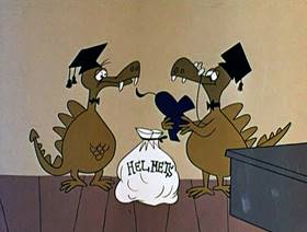 Screenshots from the 1961 Jay Ward Productions cartoon The Thirteen Helmets